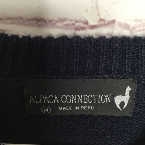 The Alpaca Connection Knit Sweater Pullover Navy Blue Made In Peru Size M - Picture 2 of 13
